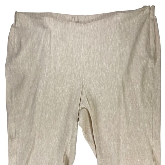 J. Jill Linen Pants Women 4X Tan Stretch Elastic Waistband Cropped Beach Coastal - Picture 2 of 12
